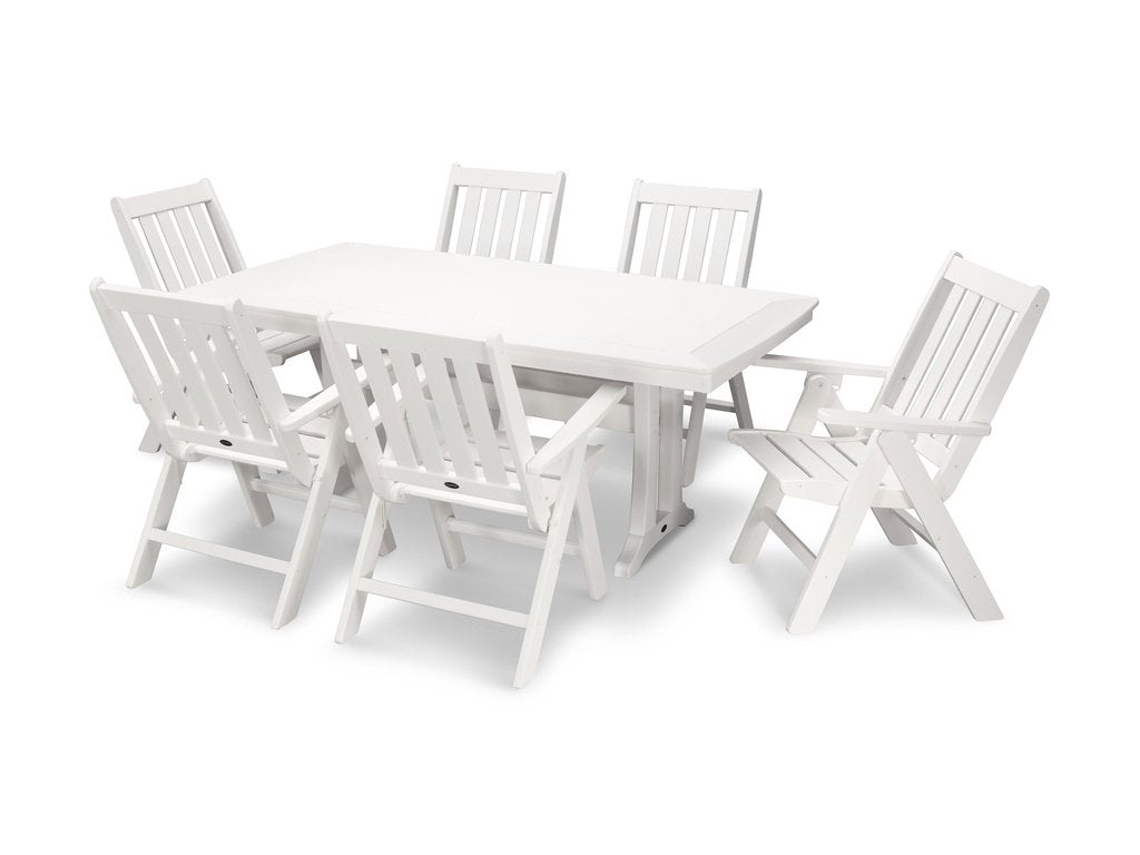 Vineyard Folding Chair 7-Piece Dining Set with Trestle Legs Photo