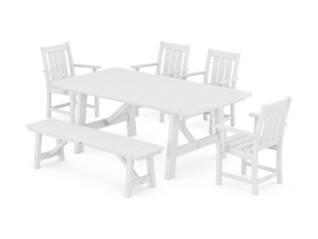 Oxford 6-Piece Rustic Farmhouse Dining Set with Bench Photo