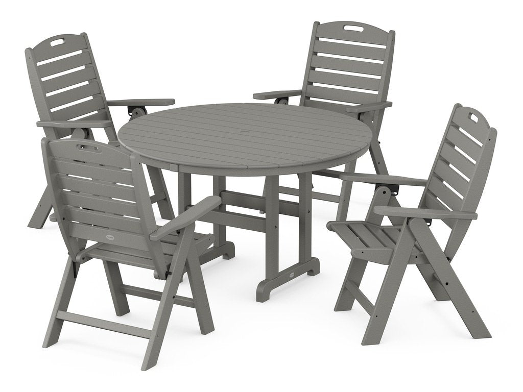 Nautical Folding Chair 5-Piece Round Farmhouse Dining Set Photo