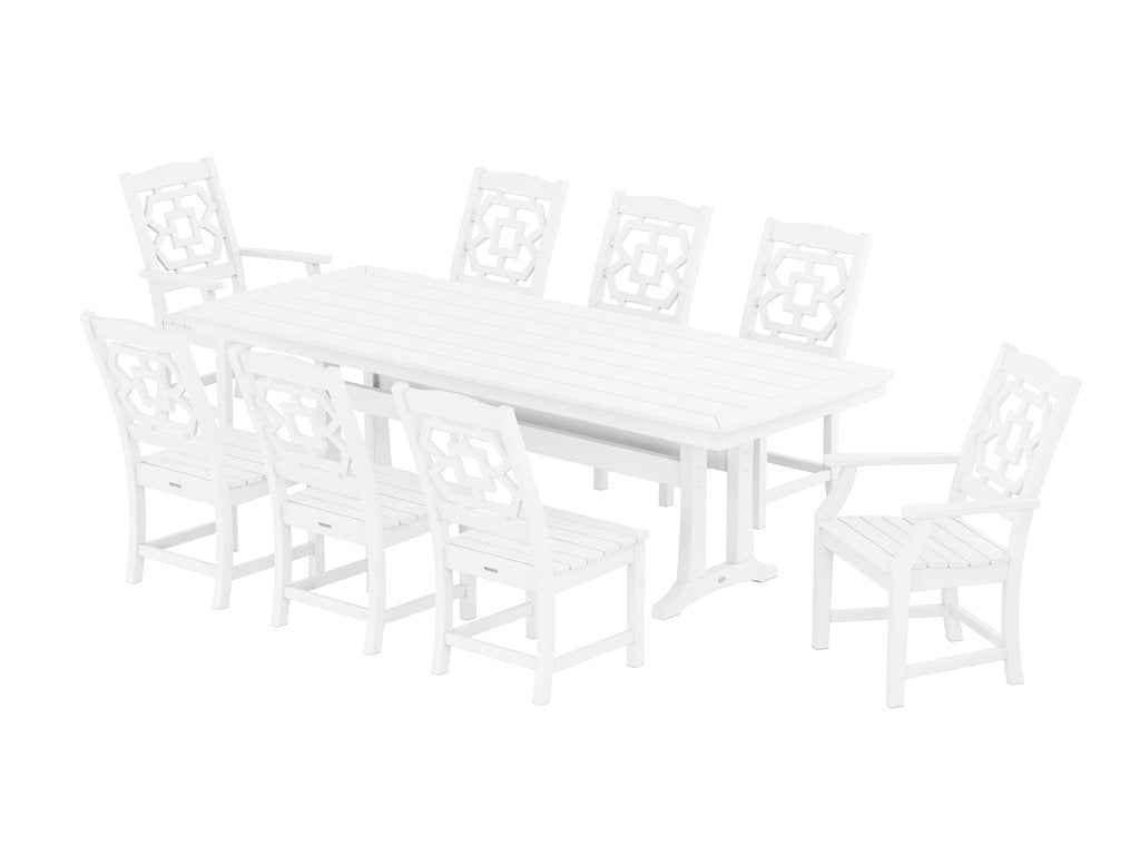 Chinoiserie 9-Piece Dining Set with Trestle Legs Photo