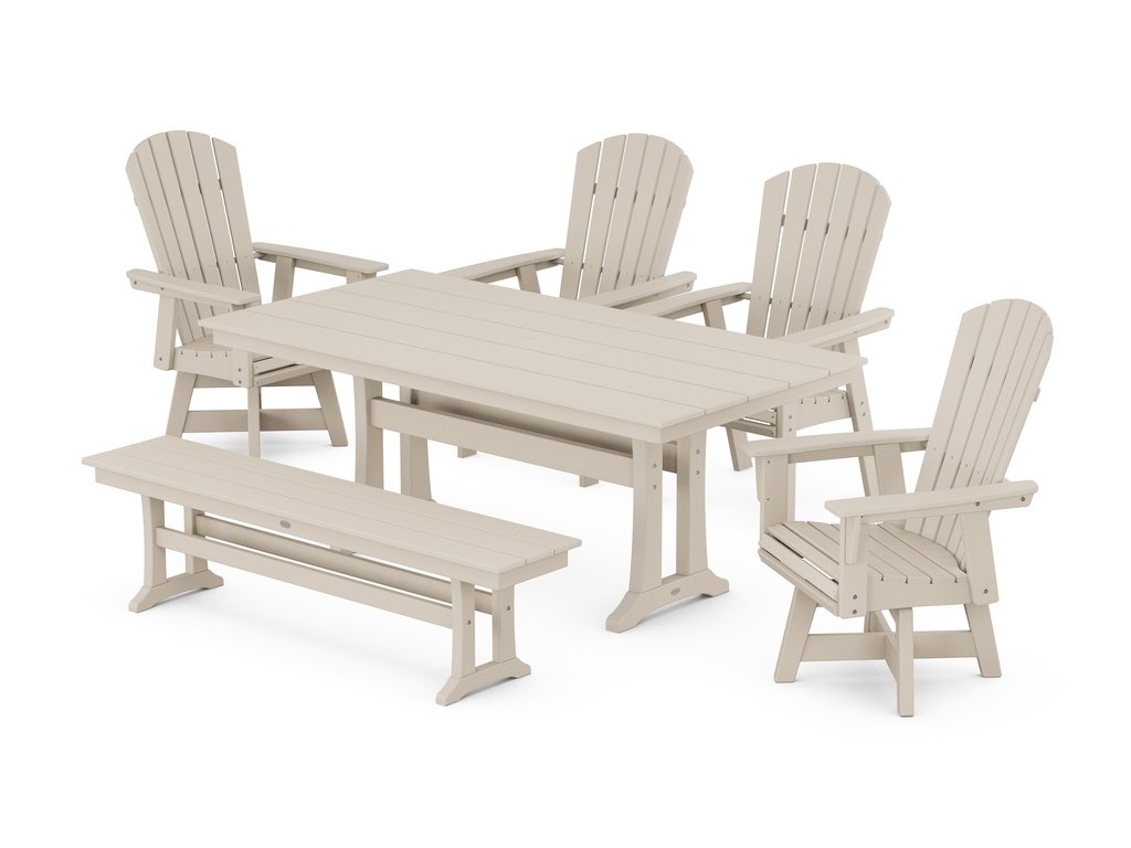 Nautical Adirondack Swivel 6-Piece Farmhouse Dining Set With Trestle Legs Photo