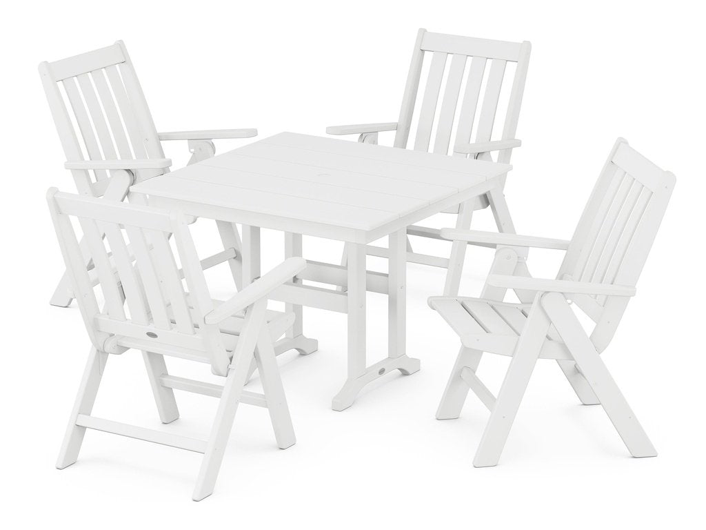 Vineyard Folding Chair 5-Piece Farmhouse Dining Set Photo