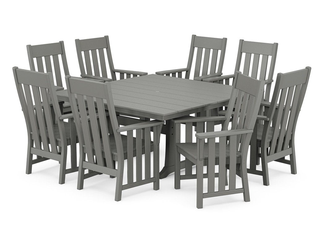 Acadia 9-Piece Square Farmhouse Dining Set with Trestle Legs Photo