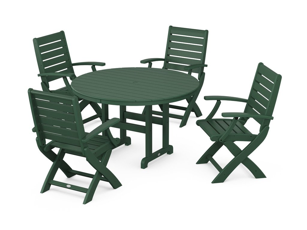 Signature Folding Chair 5-Piece Round Farmhouse Dining Set Photo