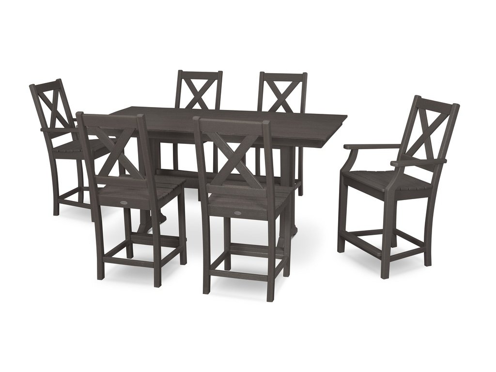 Braxton 7-Piece Farmhouse Trestle Counter Set Photo