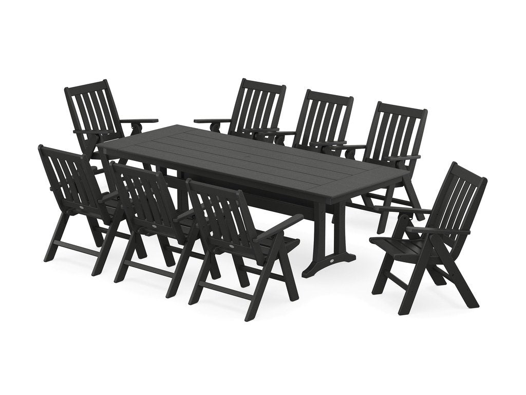 Vineyard Folding 9-Piece Farmhouse Dining Set with Trestle Legs Photo