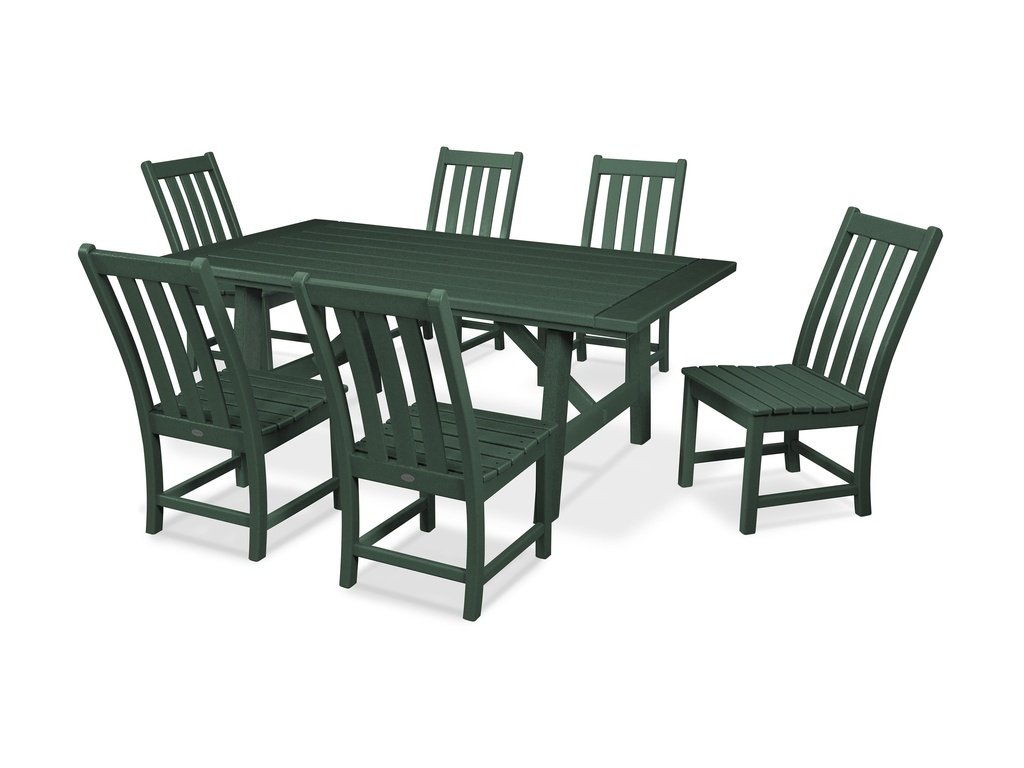 Vineyard 7-Piece Rustic Farmhouse Side Chair Dining Set Photo