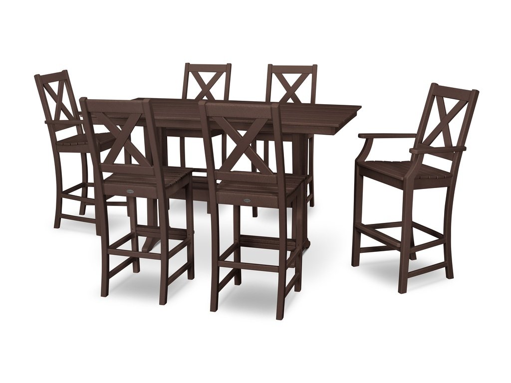 Braxton 7-Piece Farmhouse Trestle Bar Set Photo