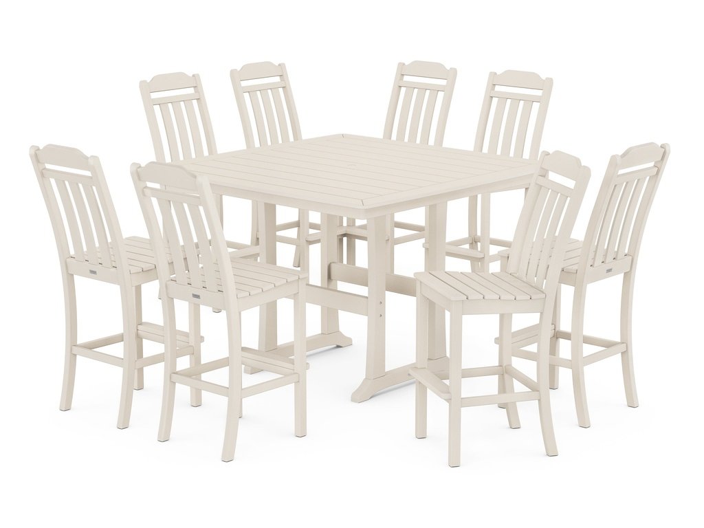 Country Living 9-Piece Square Side Chair Bar Set with Trestle Legs Photo