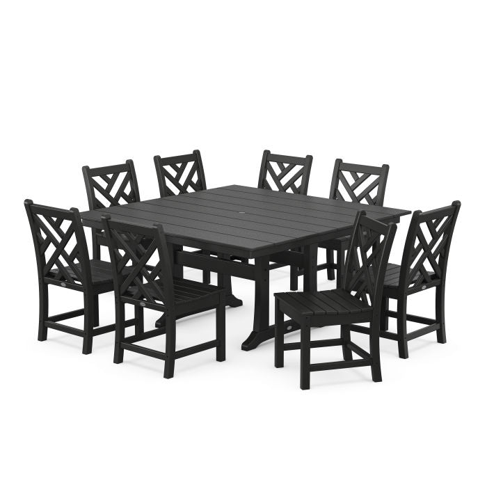 Chippendale 9-Piece Farmhouse Trestle Dining Set - Retreat Home Furniture