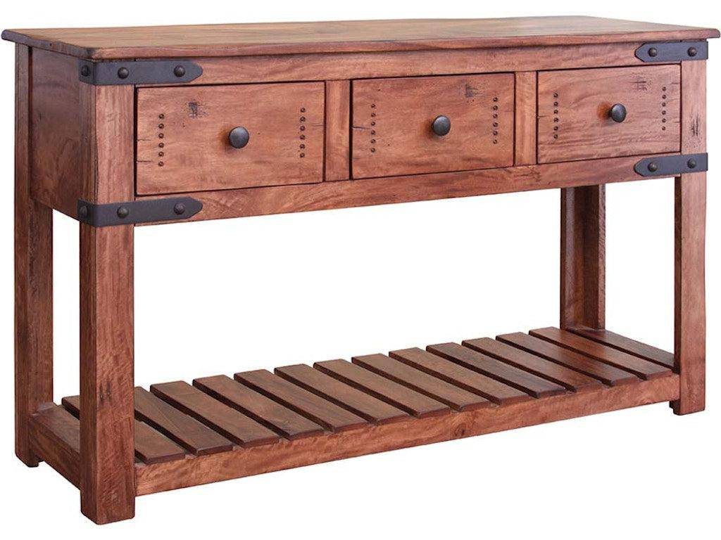 Parota Sofa Table with 3 Drawers