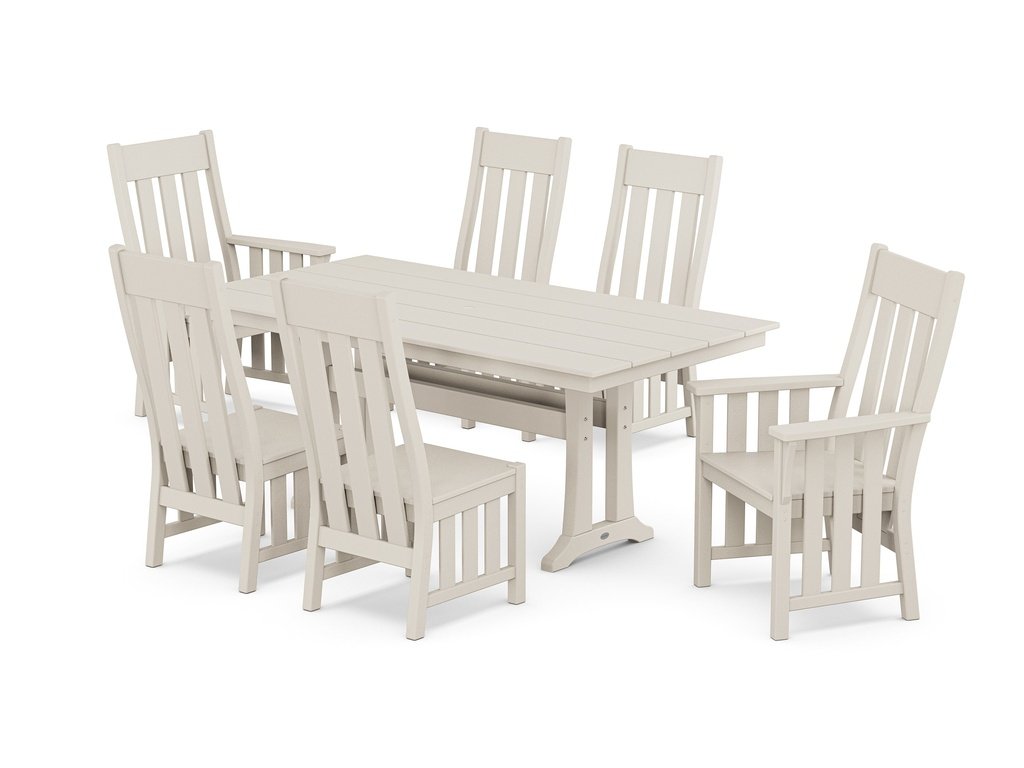 Acadia 7-Piece Farmhouse Dining Set with Trestle Legs Photo