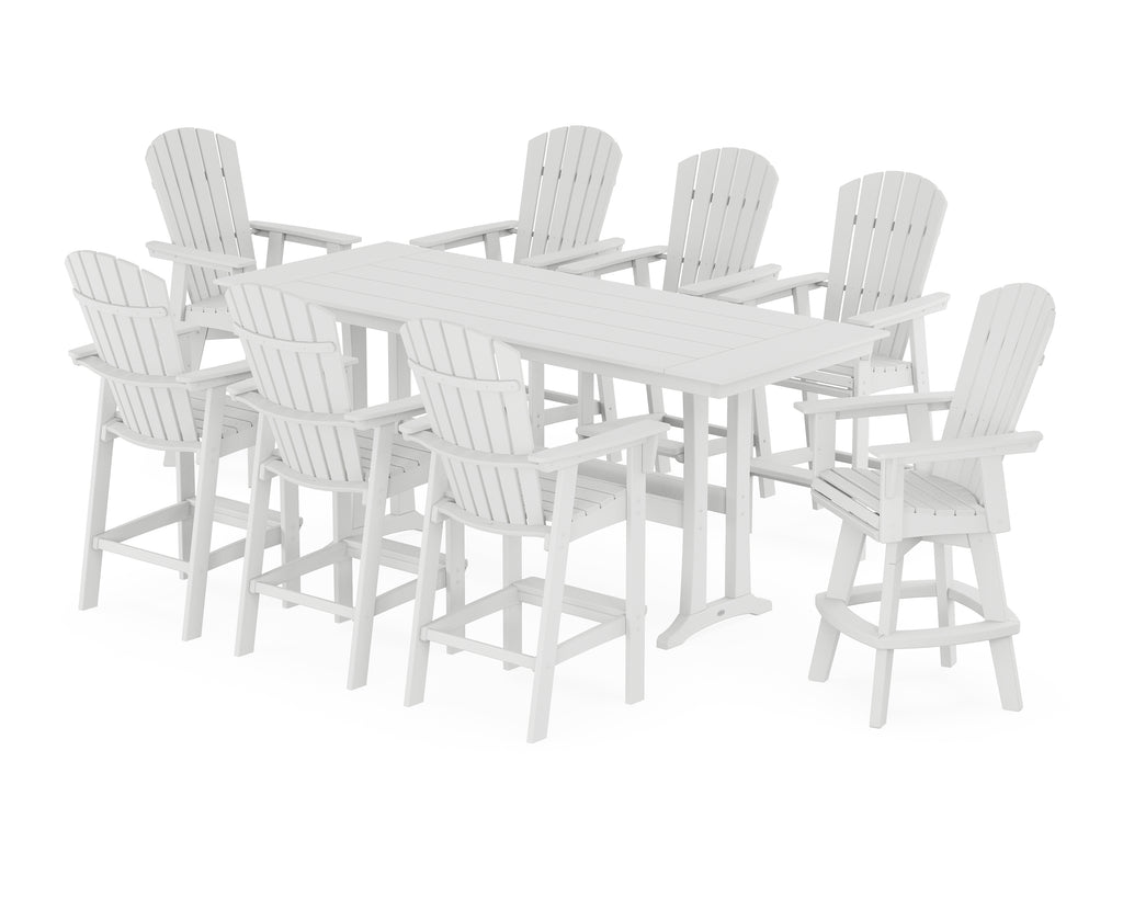 Nautical Curveback Adirondack Swivel 9-Piece Farmhouse Swivel Bar Set with Trestle Legs Photo