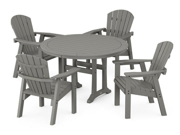 Seashell 5-Piece Round Dining Set with Trestle Legs Photo