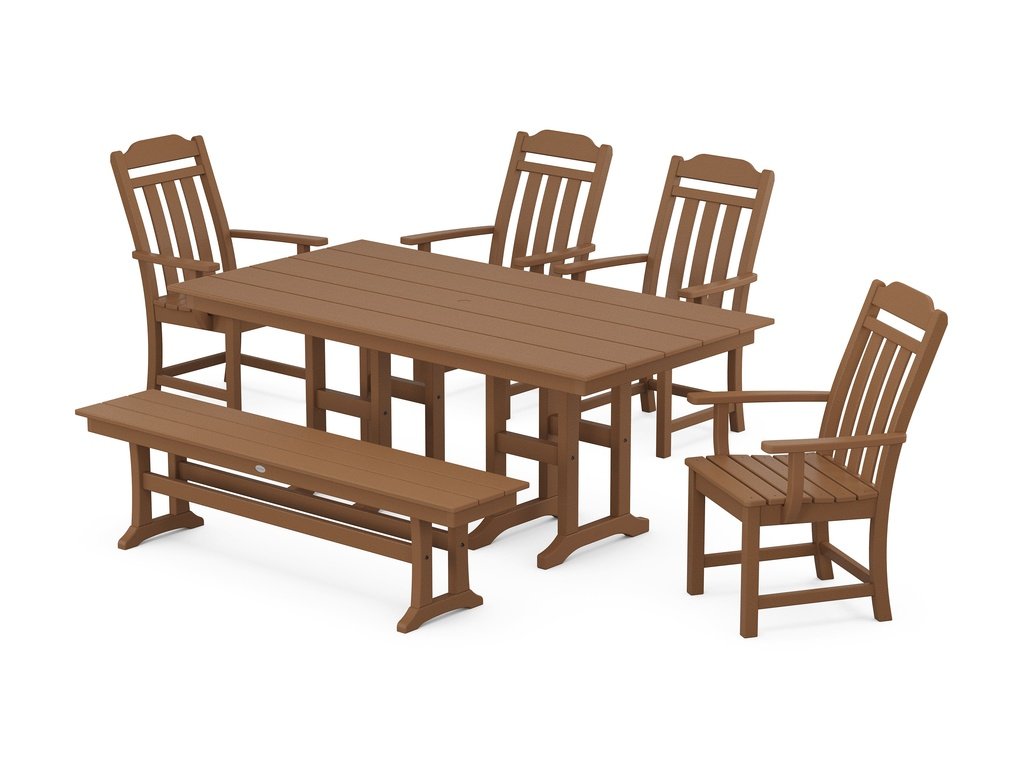 Country Living 6-Piece Farmhouse Dining Set with Bench Photo