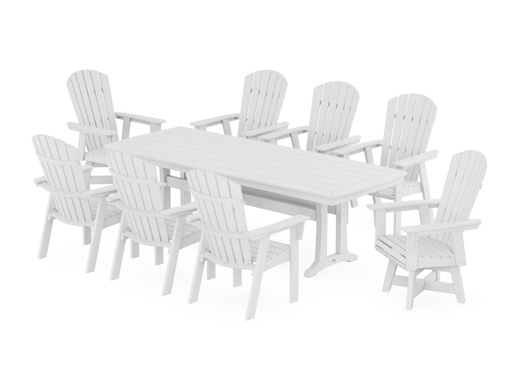 Nautical Curveback Adirondack Swivel 9-Piece Dining Set with Trestle Legs Photo