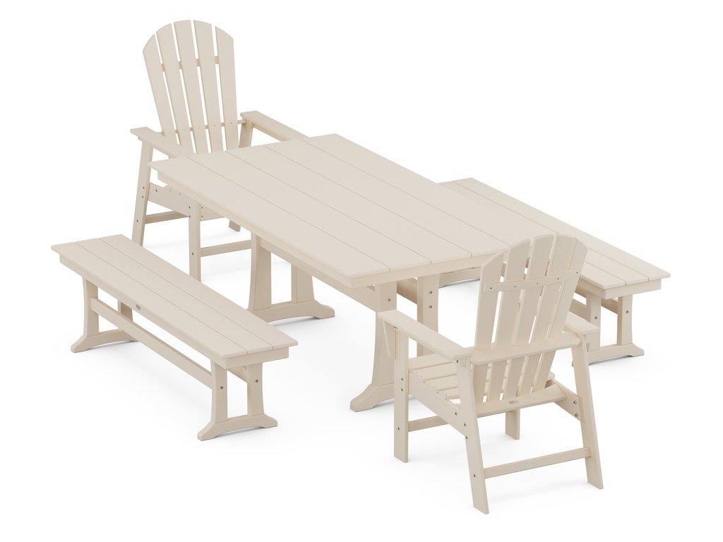 South Beach 5-Piece Farmhouse Dining Set With Trestle Legs Photo