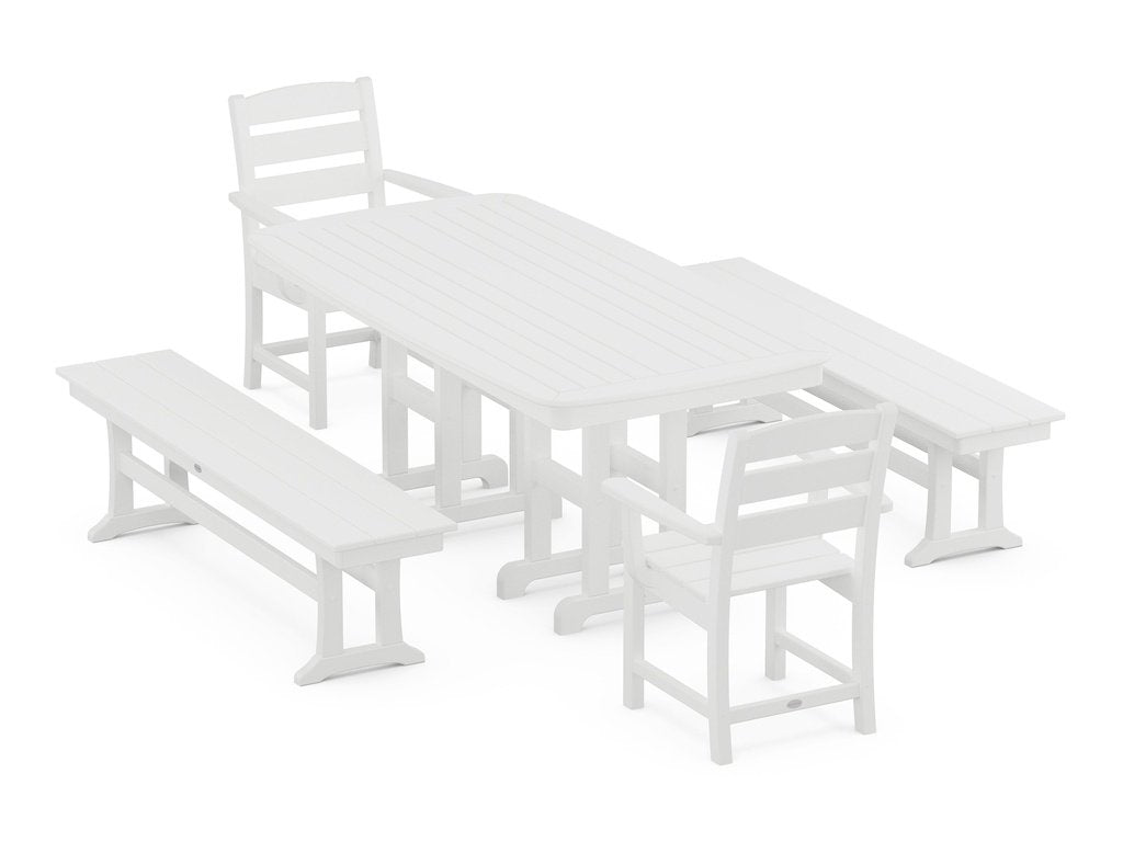 Lakeside 5-Piece Dining Set with Benches Photo