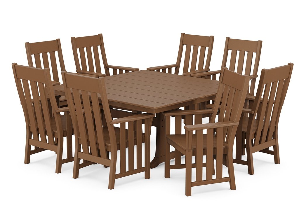 Acadia 9-Piece Square Farmhouse Dining Set with Trestle Legs Photo