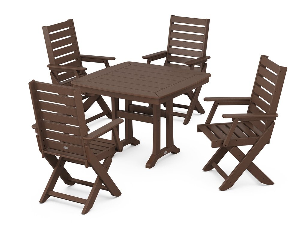 Captain Folding Chair 5-Piece Dining Set with Trestle Legs Photo