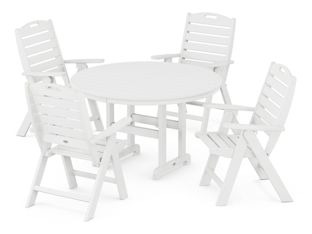 Nautical Folding Chair 5-Piece Round Farmhouse Dining Set Photo