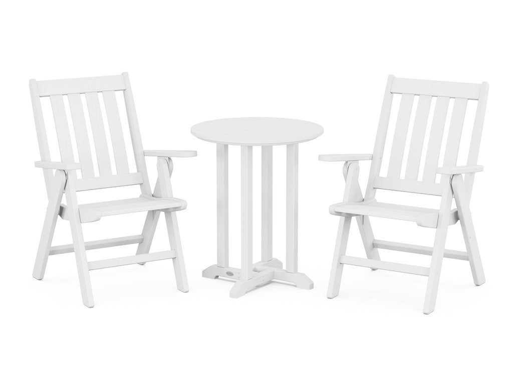 Vineyard Folding Chair 3-Piece Round Dining Set Photo