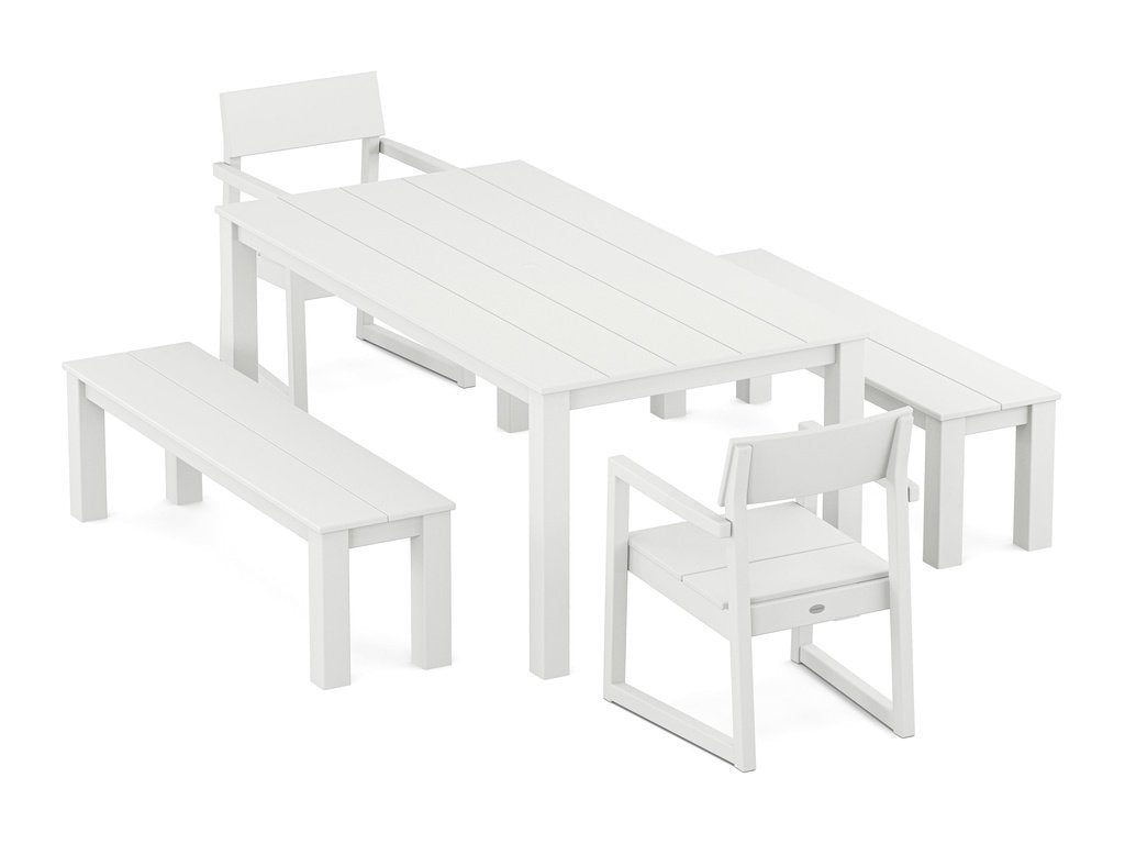 EDGE 5-Piece Parsons Dining Set with Benches Photo