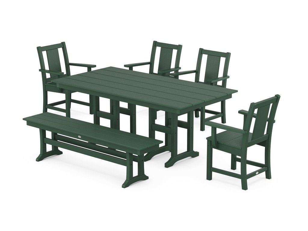 Prairie 6-Piece Farmhouse Dining Set with Bench Photo