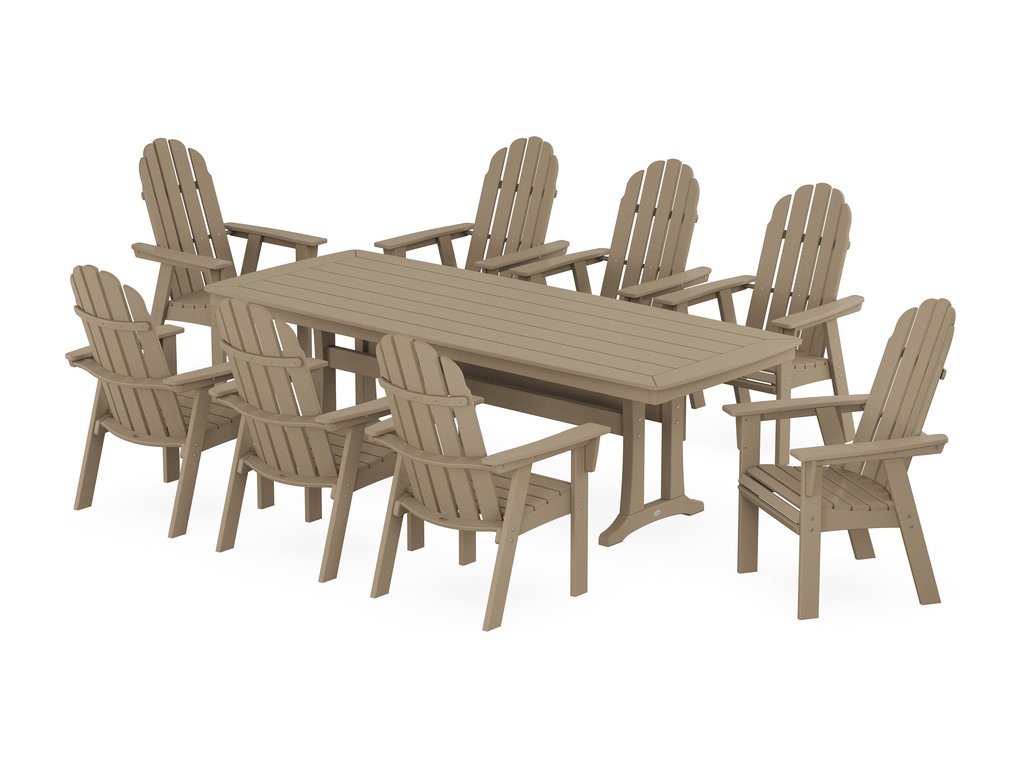 Vineyard Curveback Adirondack 9-Piece Dining Set with Trestle Legs Photo