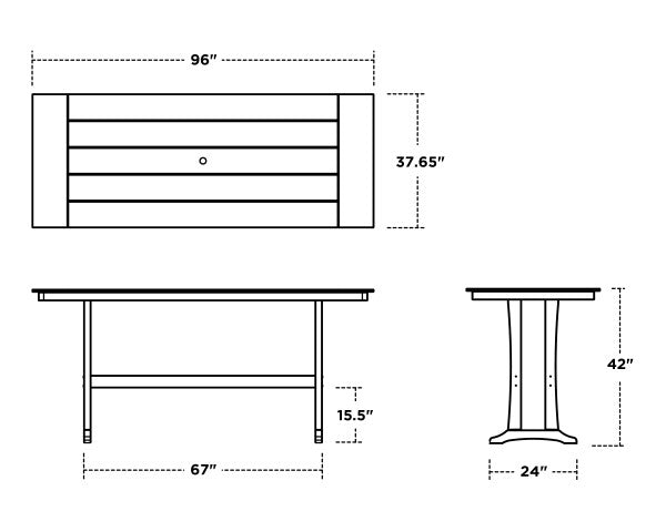 Farmhouse Trestle 38” x 96” Bar Table | Natural Finish - Retreat Home Furniture