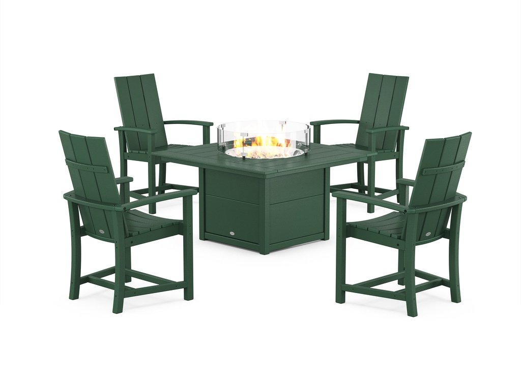 Modern 4-Piece Upright Adirondack Conversation Set with Fire Pit Table Photo