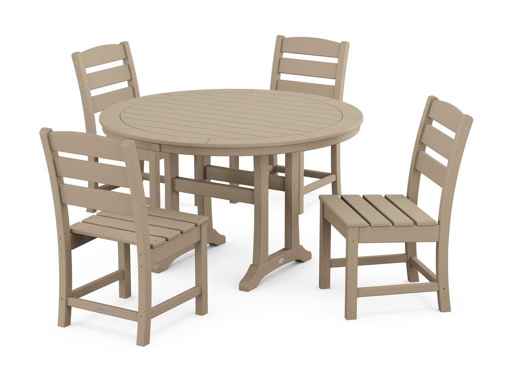 Lakeside Side Chair 5-Piece Round Dining Set With Trestle Legs Photo