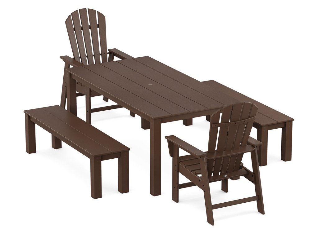 South Beach 5-Piece Parsons Dining Set with Benches Photo