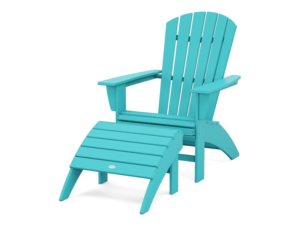 Nautical Curveback Adirondack Chair 2-Piece Set with Ottoman Photo