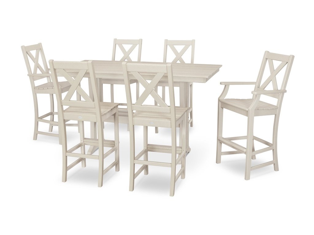 Braxton 7-Piece Farmhouse Trestle Bar Set Photo