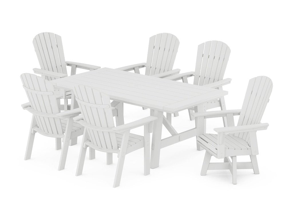 Nautical Curveback Adirondack Swivel Chair 7-Piece Rustic Farmhouse Dining Set Photo