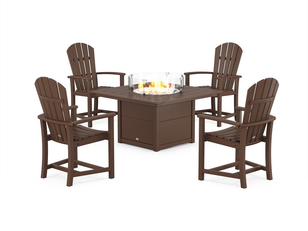 Palm Coast 4-Piece Upright Adirondack Conversation Set with Fire Pit Table Photo