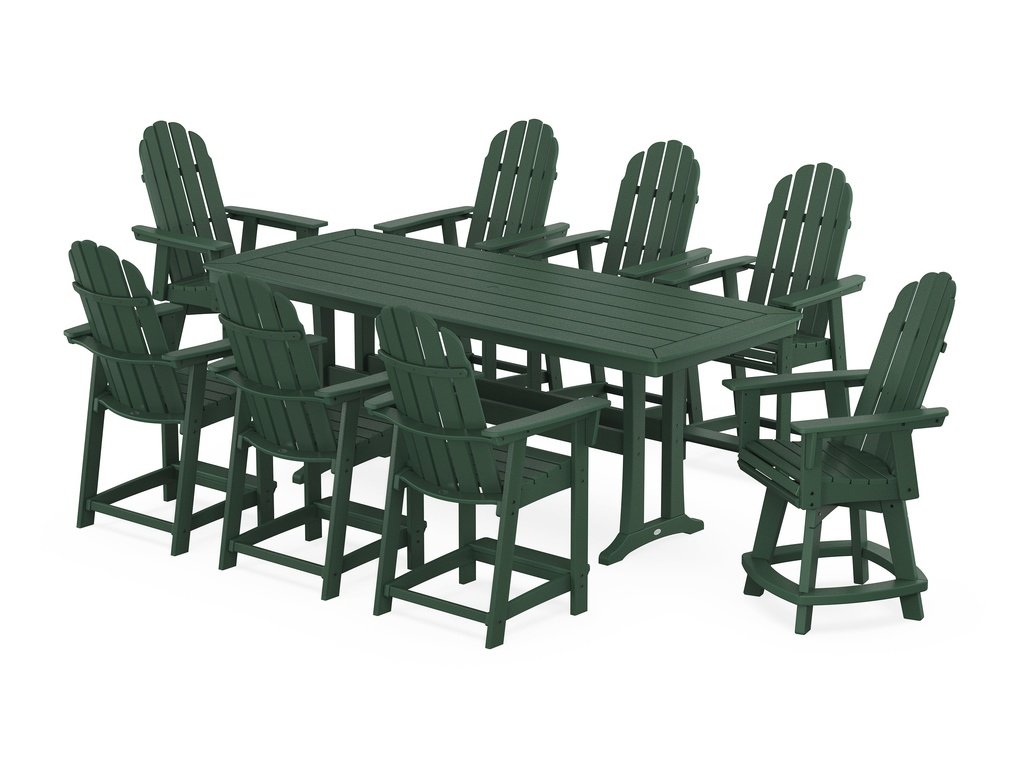 Vineyard Curveback Adirondack Swivel 9-Piece Counter Set with Trestle Legs Photo