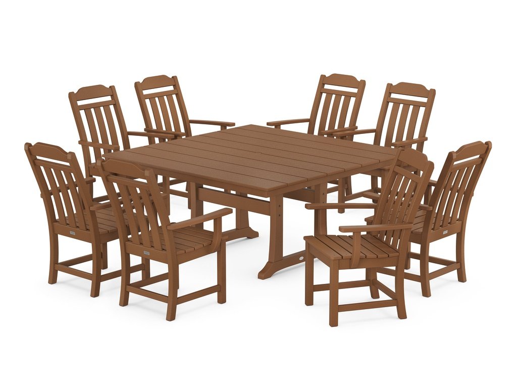 Country Living 9-Piece Square Farmhouse Dining Set with Trestle Legs Photo