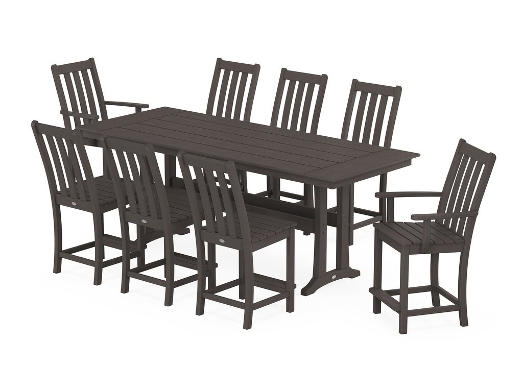 Vineyard 9-Piece Farmhouse Counter Set with Trestle Legs Photo