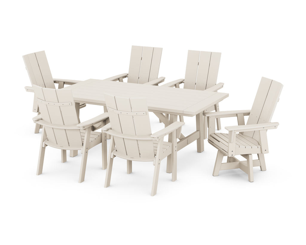 Modern Curveback Adirondack 7-Piece Rustic Farmhouse Swivel Dining Set Photo