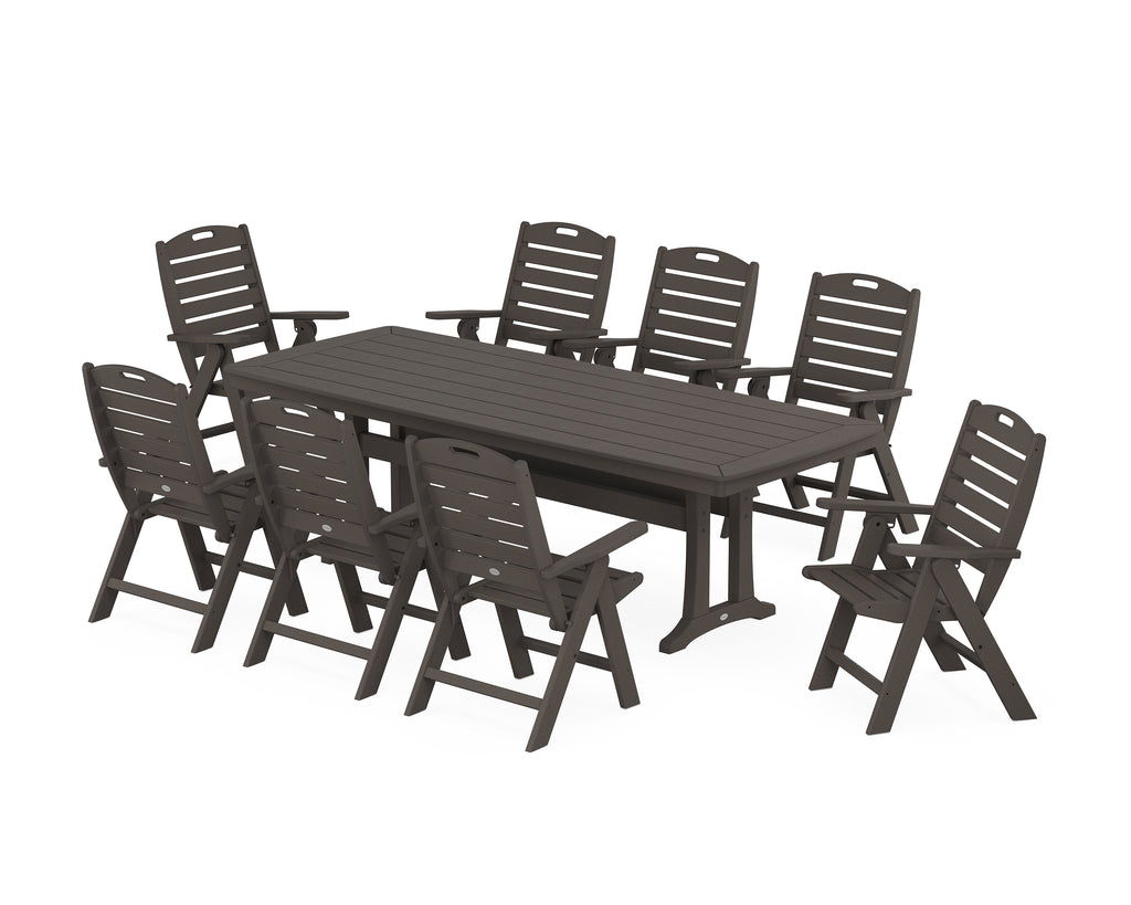 Nautical Highback 9-Piece Dining Set with Trestle Legs Photo