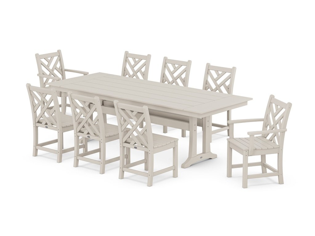 Chippendale 9-Piece Farmhouse Dining Set with Trestle Legs Photo