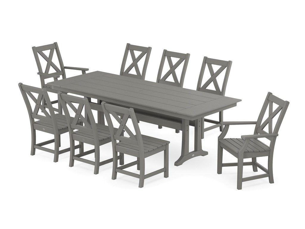 Braxton 9-Piece Farmhouse Dining Set with Trestle Legs Photo