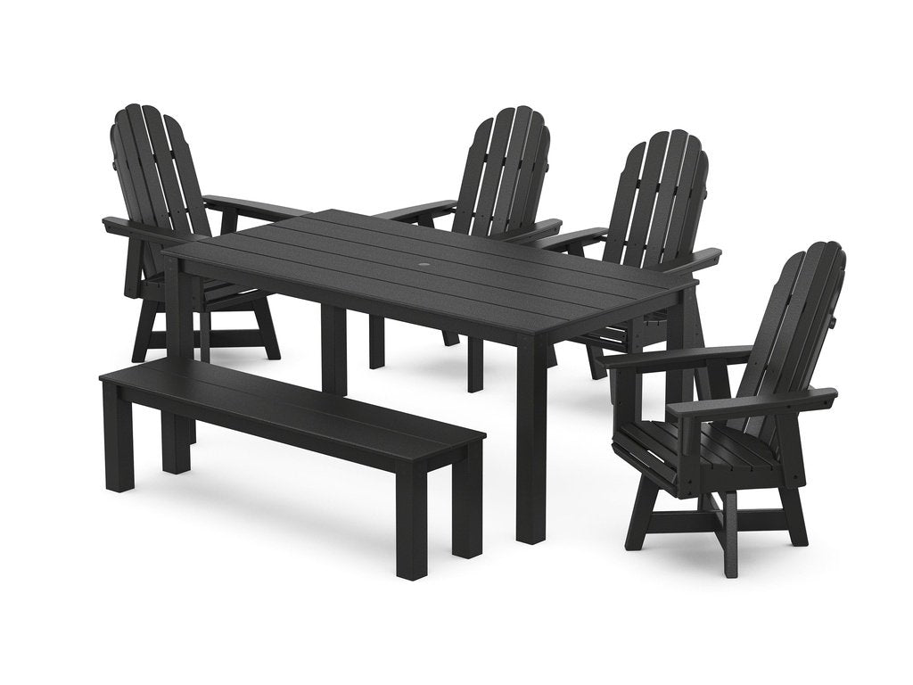 Vineyard Curveback Adirondack 6-Piece Parsons Swivel Dining Set with Bench Photo