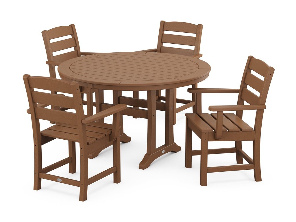 Lakeside 5-Piece Round Dining Set with Trestle Legs Photo