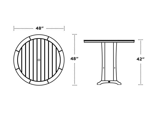 Nautical Trestle 48" Round Bar Table | Natural Finish - Retreat Home Furniture