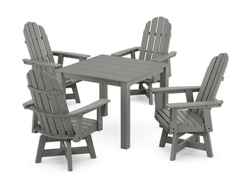 Vineyard Curveback Adirondack 5-Piece Parsons Swivel Dining Set Photo