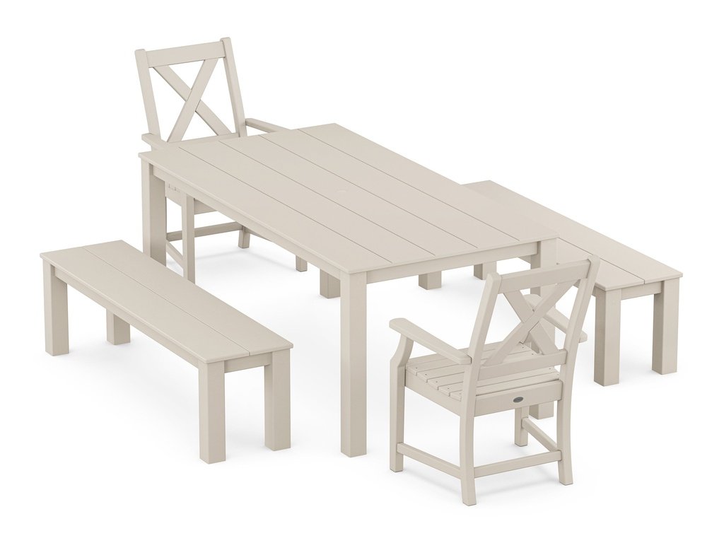 Braxton 5-Piece Parsons Dining Set with Benches Photo