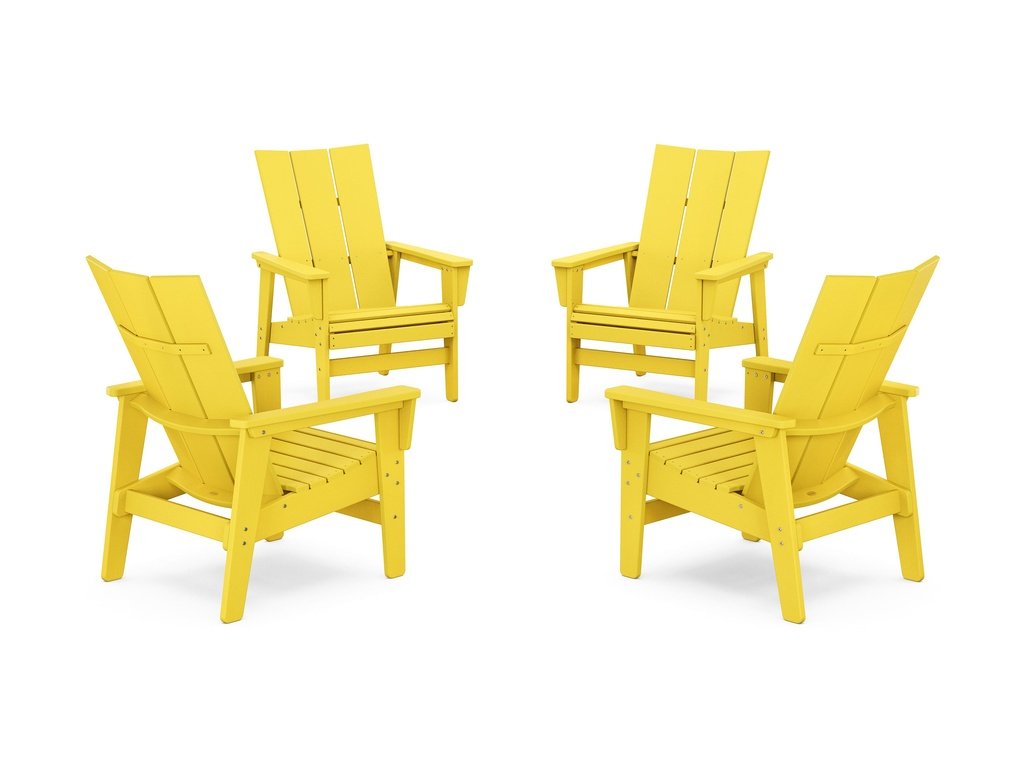 4-Piece Modern Grand Upright Adirondack Chair Conversation Set Photo